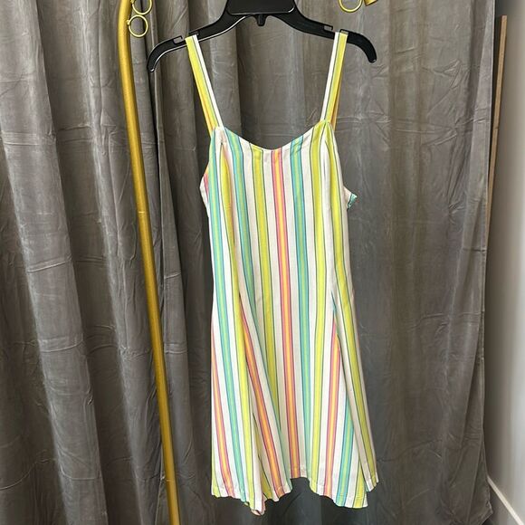 Authentic Versace Candy Stripe Dress Pastel Multicolor Fit & Flare Sz 24 IT 38 - Picture 1 of 8